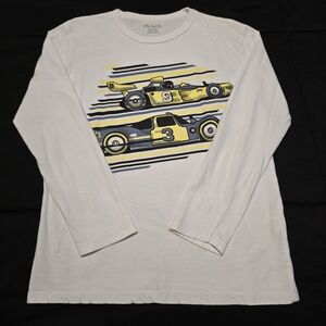The Children's Place‎ Boys Race Car Long Sleeve Shirt White Size Large 10/12